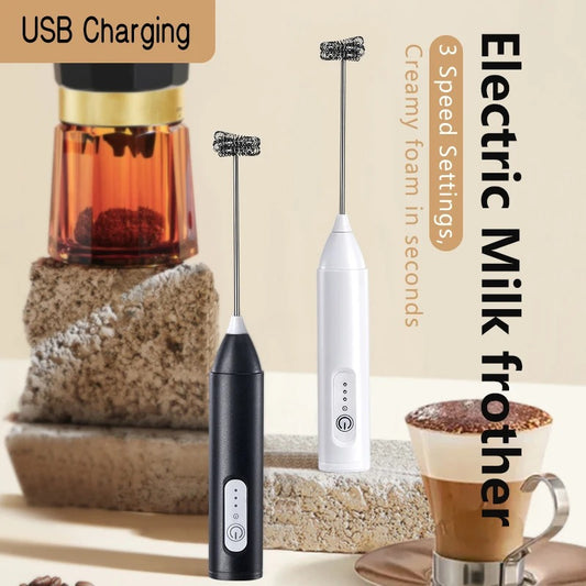 Electric Milk Frother Coffee Handheld Wireless Charging Foam Maker
