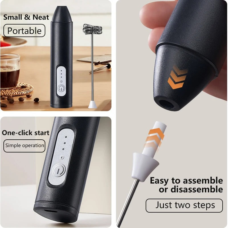 Electric Milk Frother Coffee Handheld Wireless Charging Foam Maker